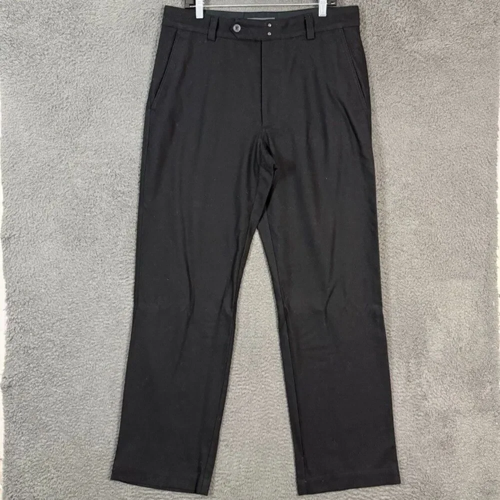 Vtg Banana Republic Pants Mens 35x34 Black Flannel Wool Slacks Straight Fit Y2K